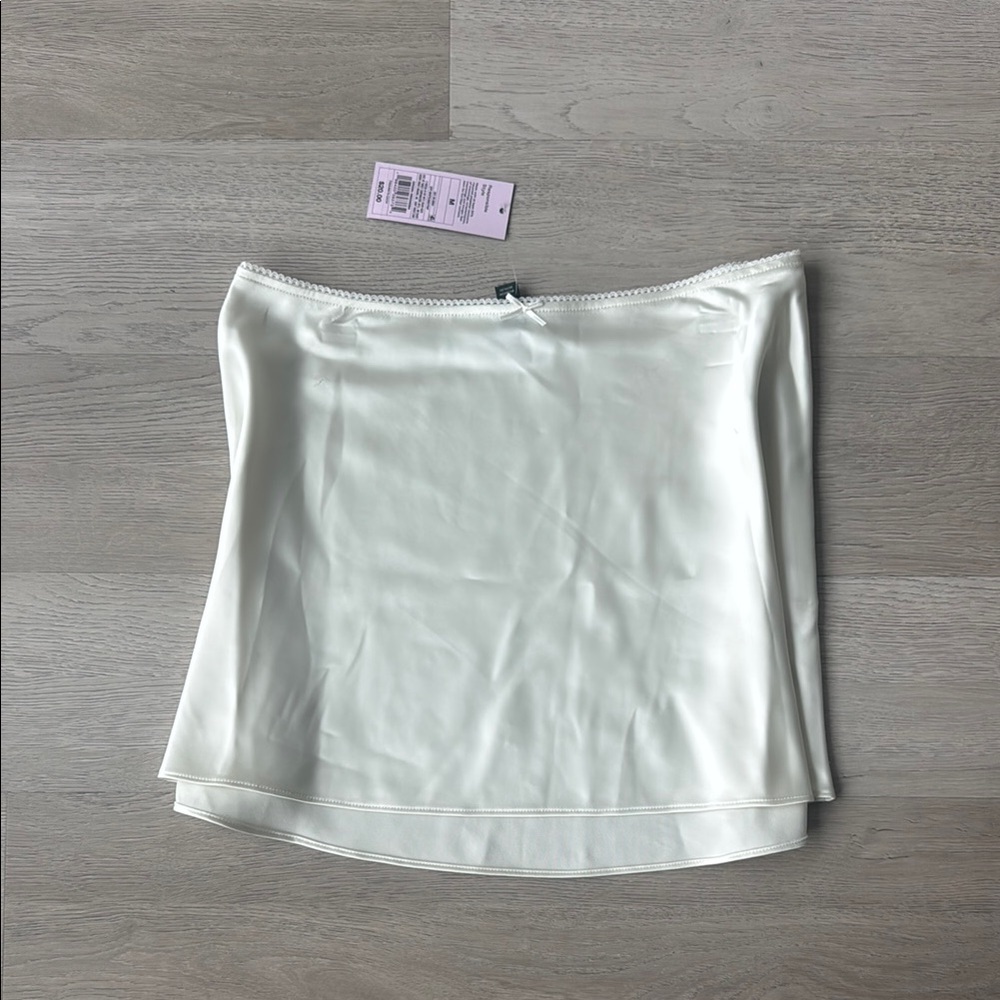 White Mini Slip Skirt Satin